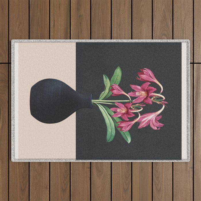Flowers in Black Vase 3 Outdoor Rug Gallery Image 1