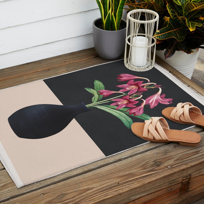 Flowers in Black Vase 3 Outdoor Rug Gallery Image 2