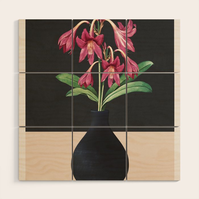 Flowers in Black Vase 3 Wood Wall Art Gallery Image 1