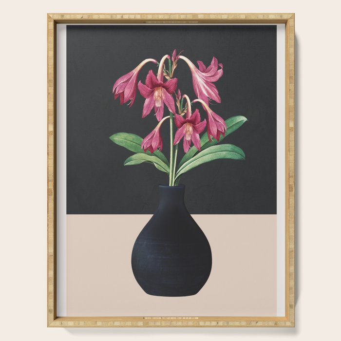 Flowers in Black Vase 3 Serving Tray Gallery Image 1
