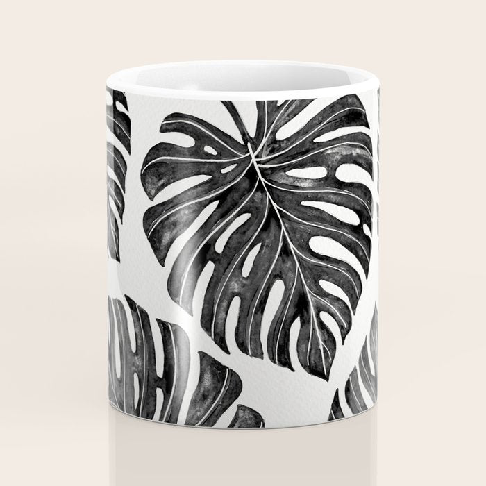 Watercolor Palm Leaves Black and White Coffee Mug Gallery Image 4