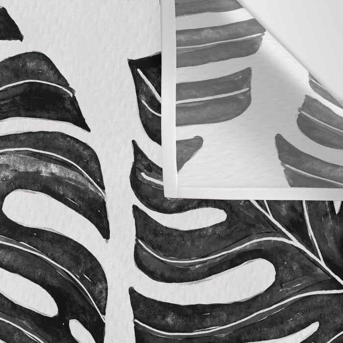 Watercolor Palm Leaves Black and White Wall Tapestry Gallery Image 3