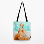 By The Pool All Day, Summer Travel Woman Swimming, Tropical Fashion Bohemian Painting Tote Bag Gallery Image 2