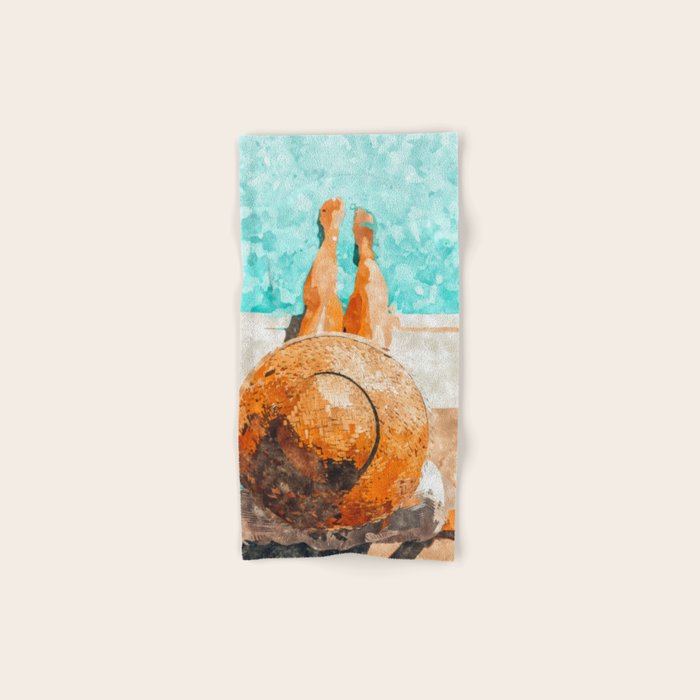 By The Pool All Day, Summer Travel Woman Swimming, Tropical Fashion Bohemian Painting Towels Gallery Image 1