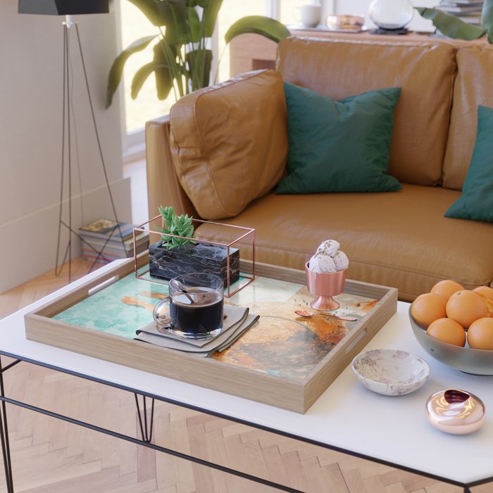 By The Pool All Day, Summer Travel Woman Swimming, Tropical Fashion Bohemian Painting Serving Tray Gallery Image 2