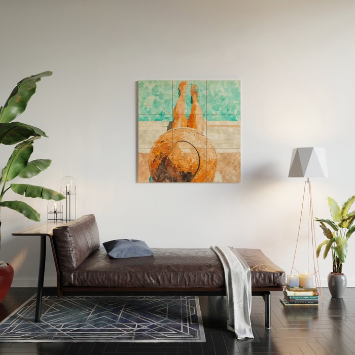 By The Pool All Day, Summer Travel Woman Swimming, Tropical Fashion Bohemian Painting Wood Wall Art Gallery Image 2