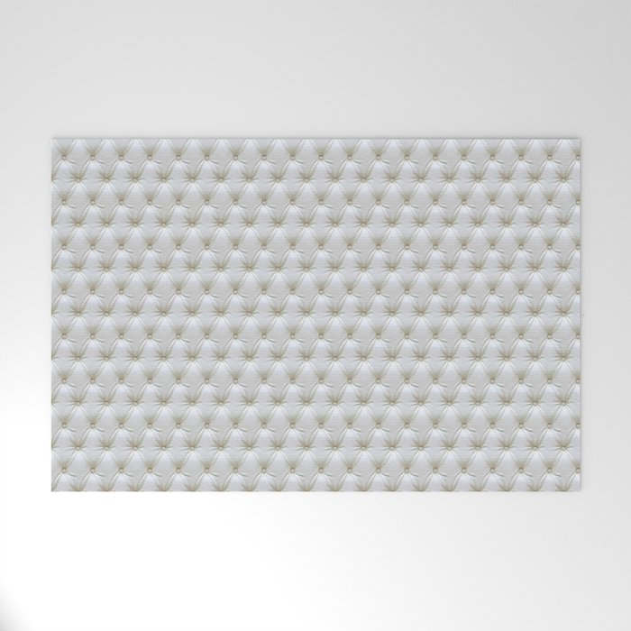 Faux White Leather Buttoned Welcome Mat Gallery Image 1