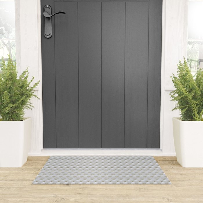 Faux White Leather Buttoned Welcome Mat Gallery Image 3