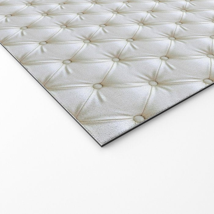 Faux White Leather Buttoned Welcome Mat Gallery Image 2