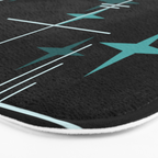 Mid Century Modern Stars Black Teal Bath Mat Gallery Image 3