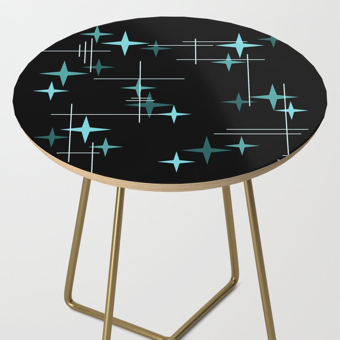 Mid Century Modern Stars Black Teal Side Table Gallery Image 2