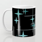 Mid Century Modern Stars Black Teal Coffee Mug Gallery Image 3