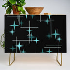 Mid Century Modern Stars Black Teal Credenza Gallery Image 1