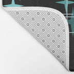 Mid Century Modern Stars Black Teal Bath Mat Gallery Image 2
