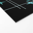 Mid Century Modern Stars Black Teal Welcome Mat Gallery Image 2