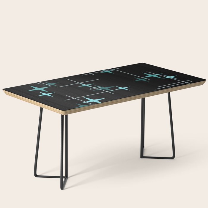 Mid Century Modern Stars Black Teal Coffee Table Gallery Image 1