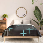 Mid Century Modern Stars Black Teal Comforter Gallery Image 3