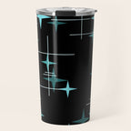 Mid Century Modern Stars Black Teal Travel Mug Gallery Image 1