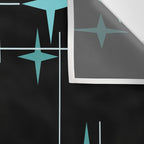 Mid Century Modern Stars Black Teal Wall Tapestry Gallery Image 3
