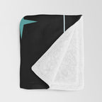 Mid Century Modern Stars Black Teal Throw Blanket Gallery Image 3