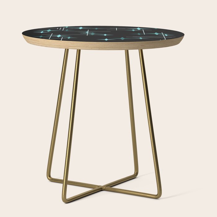 Mid Century Modern Stars Black Teal Side Table Gallery Image 1