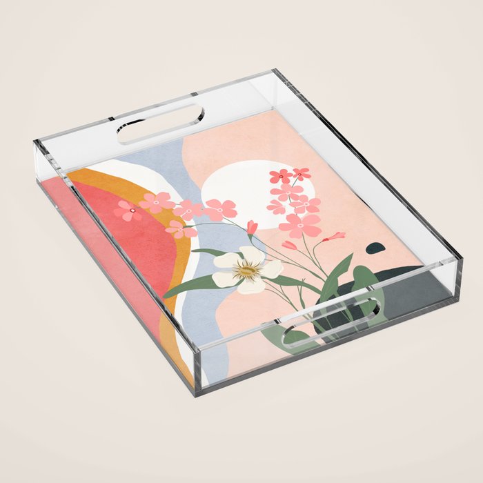 Colorful Flower Design 1 Acrylic Tray Gallery Image 1