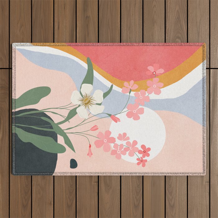 Colorful Flower Design 1 Outdoor Rug Gallery Image 1