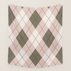 Classic Argyle Pattern Sage and Baby Pink Wall Tapestry Gallery Image 4