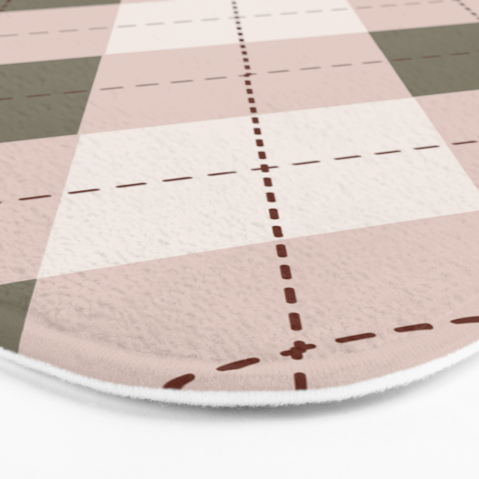 Classic Argyle Pattern Sage and Baby Pink Bath Mat Gallery Image 3