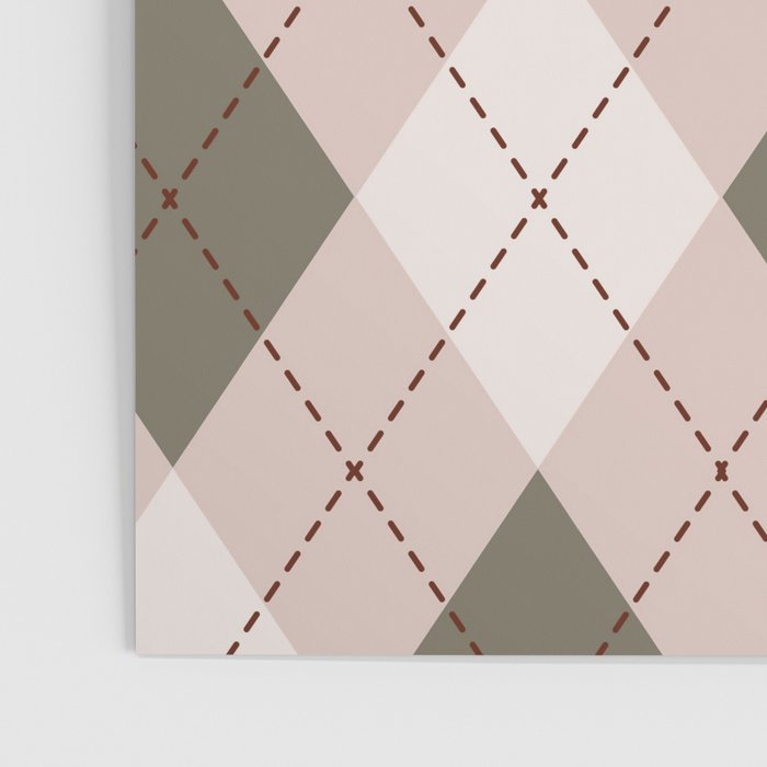 Classic Argyle Pattern Sage and Baby Pink Poster Gallery Image 3
