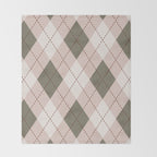 Classic Argyle Pattern Sage and Baby Pink Throw Blanket Gallery Image 2
