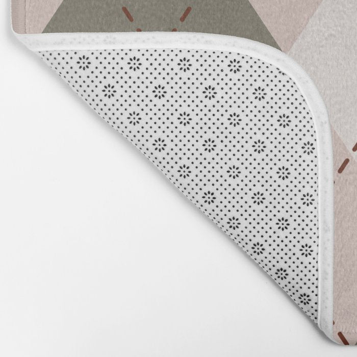 Classic Argyle Pattern Sage and Baby Pink Bath Mat Gallery Image 2