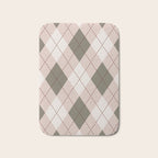 Classic Argyle Pattern Sage and Baby Pink Bath Mat Gallery Image 1