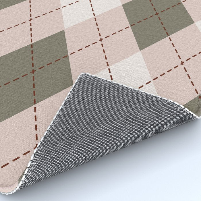 Classic Argyle Pattern Sage and Baby Pink Rug Gallery Image 4