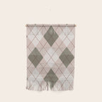 Classic Argyle Pattern Sage and Baby Pink Wall Hanging Gallery Image 1