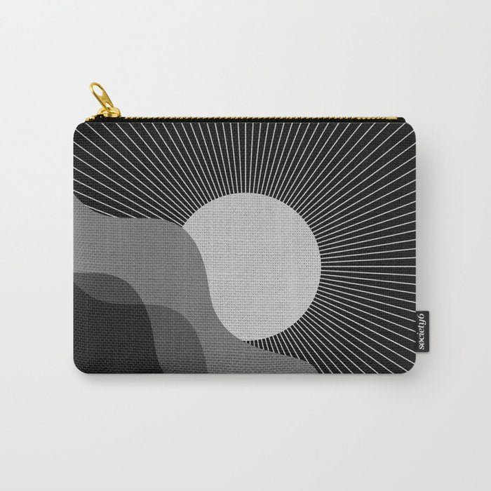 Abstraction_SUNRISE_SUNSET_BLACK_WHITE_MONO_POP_ART_0622A Carry All Pouch Gallery Image 1