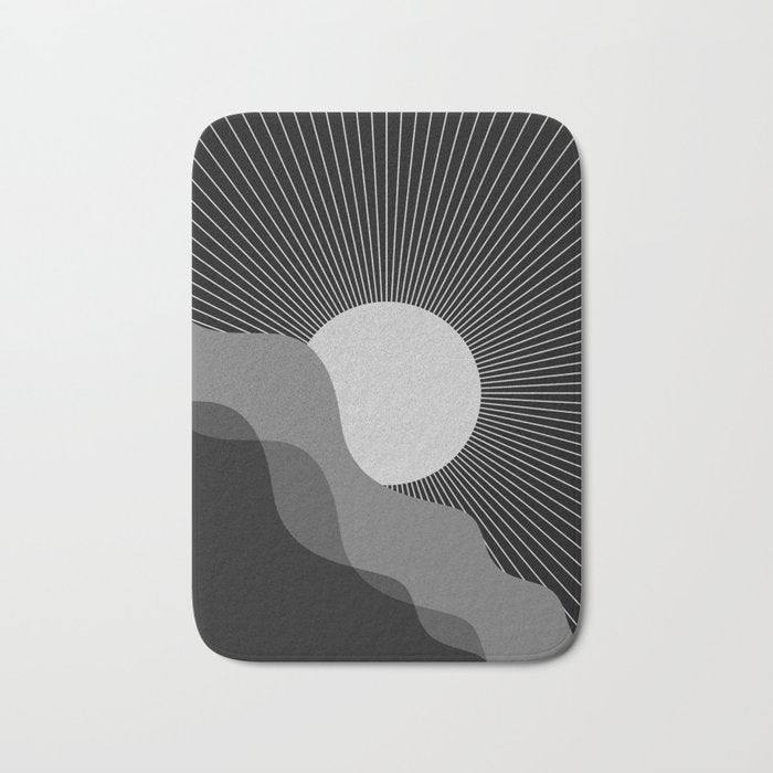 Abstraction_SUNRISE_SUNSET_BLACK_WHITE_MONO_POP_ART_0622A Bath Mat Gallery Image 1