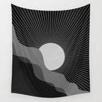 Abstraction_SUNRISE_SUNSET_BLACK_WHITE_MONO_POP_ART_0622A Wall Tapestry Gallery Image 4