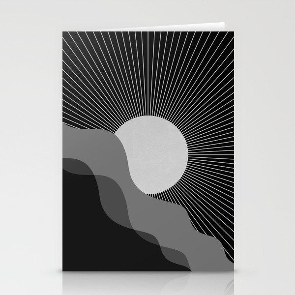 Abstraction_SUNRISE_SUNSET_BLACK_WHITE_MONO_POP_ART_0622A Stationery Card Gallery Image 2