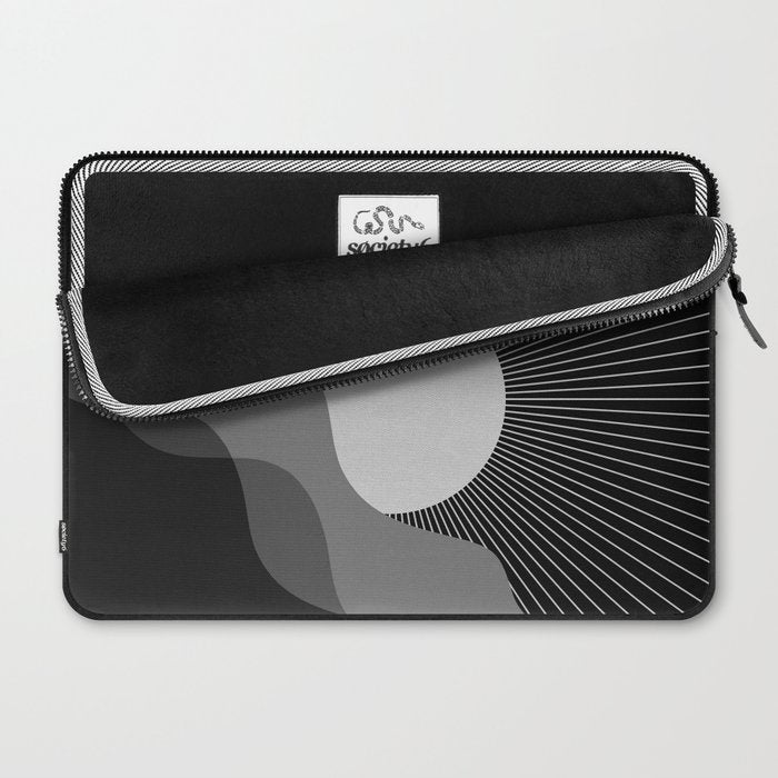 Abstraction_SUNRISE_SUNSET_BLACK_WHITE_MONO_POP_ART_0622A Laptop Sleeve Gallery Image 2
