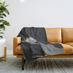 Abstraction_SUNRISE_SUNSET_BLACK_WHITE_MONO_POP_ART_0622A Throw Blanket Gallery Image 1