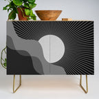 Abstraction_SUNRISE_SUNSET_BLACK_WHITE_MONO_POP_ART_0622A Credenza Gallery Image 1