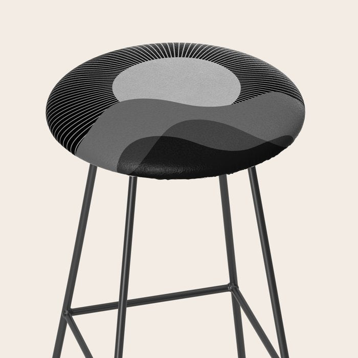 Abstraction_SUNRISE_SUNSET_BLACK_WHITE_MONO_POP_ART_0622A Stool Gallery Image 2