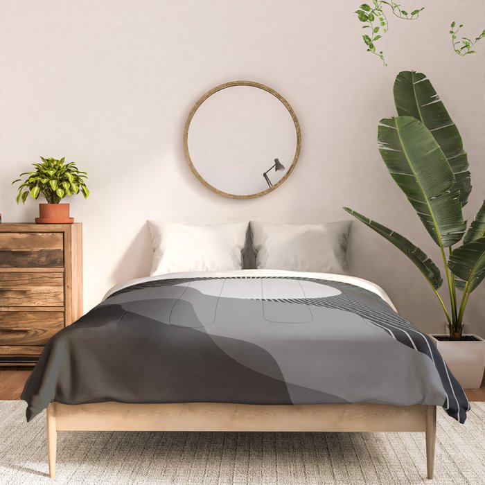 Abstraction_SUNRISE_SUNSET_BLACK_WHITE_MONO_POP_ART_0622A Comforter Gallery Image 3