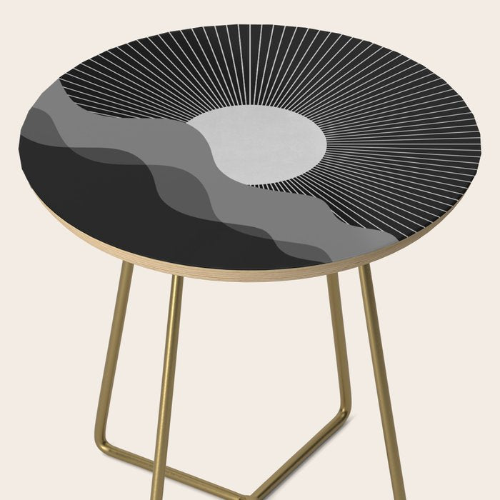 Abstraction_SUNRISE_SUNSET_BLACK_WHITE_MONO_POP_ART_0622A Side Table Gallery Image 2