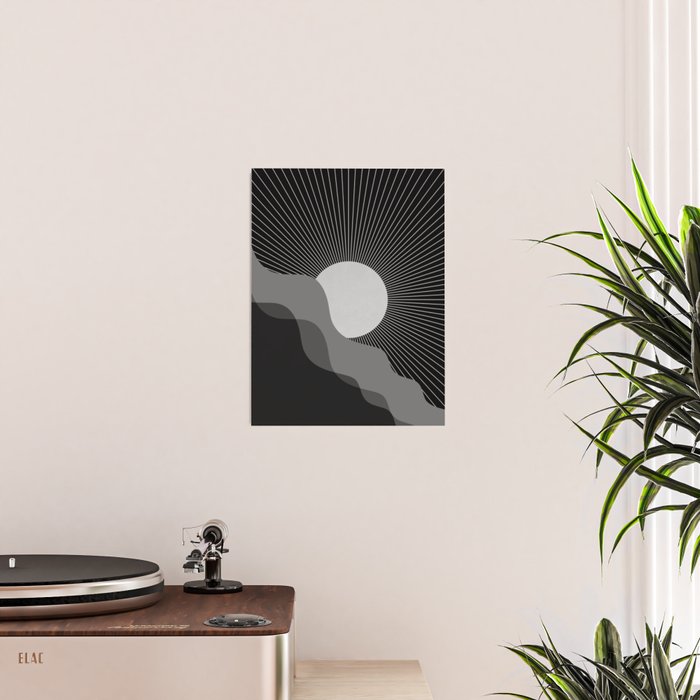Abstraction_SUNRISE_SUNSET_BLACK_WHITE_MONO_POP_ART_0622A Poster Gallery Image 2