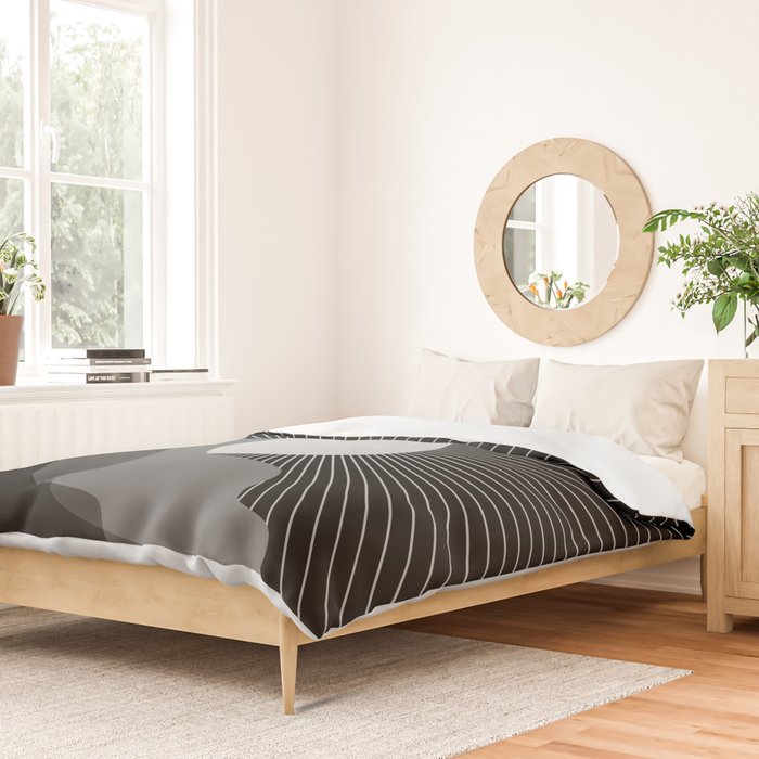 Abstraction_SUNRISE_SUNSET_BLACK_WHITE_MONO_POP_ART_0622A Duvet Cover Gallery Image 2