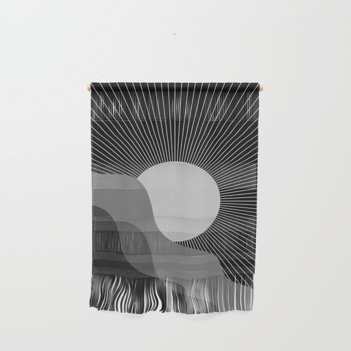 Abstraction_SUNRISE_SUNSET_BLACK_WHITE_MONO_POP_ART_0622A Wall Hanging Gallery Image 1