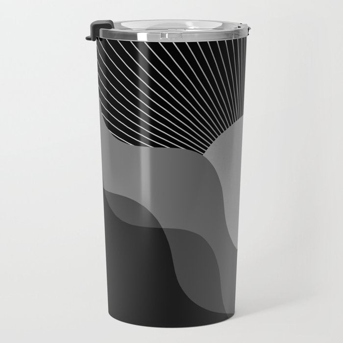 Abstraction_SUNRISE_SUNSET_BLACK_WHITE_MONO_POP_ART_0622A Travel Mug Gallery Image 3