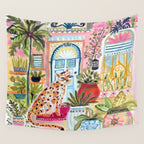 Cheetah in the City Pink Wall Tapestry Gallery Image 4